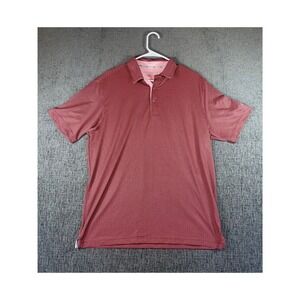 Walter Hagen 11 Mens Golf Polo Shirt Medium Burgundy Pink Grid Short Sleeve